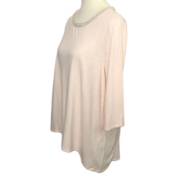 Chicos Pull-over Tunic Top High-low Hem Soft Peach Size 18 - Picture 2 of 12